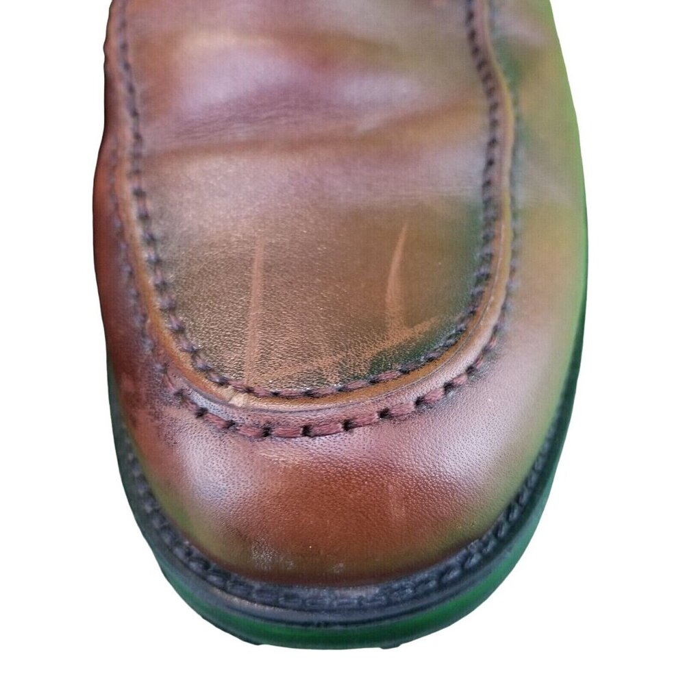 ✅Mens 10.5M Chaps Oxfords Brown Leather Lace up Apron Toe Stitch  Dress Shoes - Picture 14 of 16